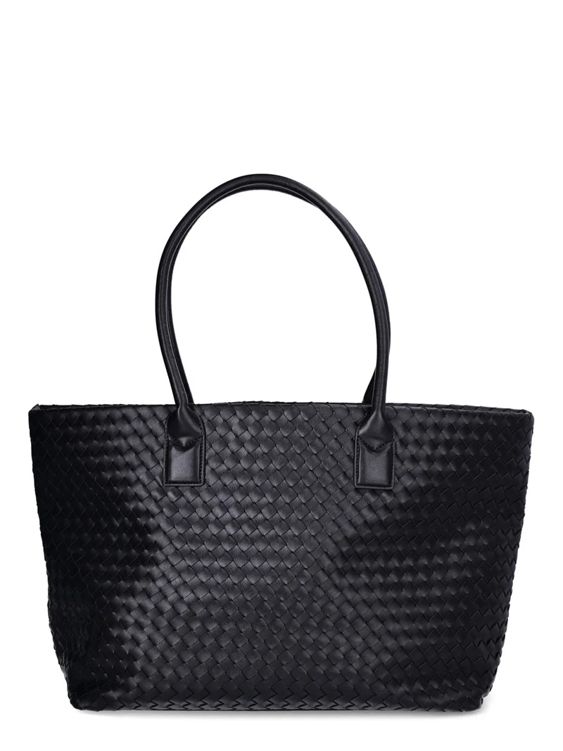 London Fog Black Woven Tote Bag